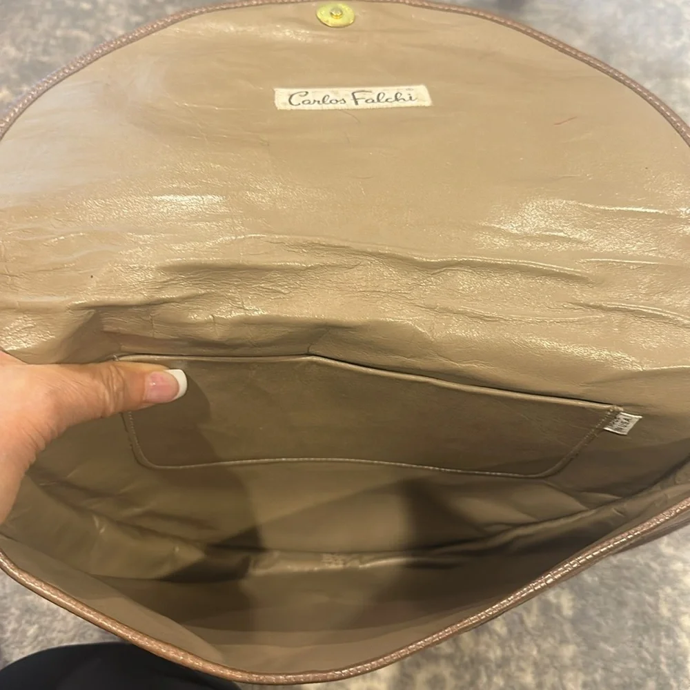 CARLOS FALCHI MULTI  SKIN BAG IN BROWNS AND BRONZE AND GREEN VINTAGE
